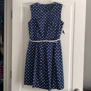 NWT Liz Claiborne Navy/White Polka Dot Dress